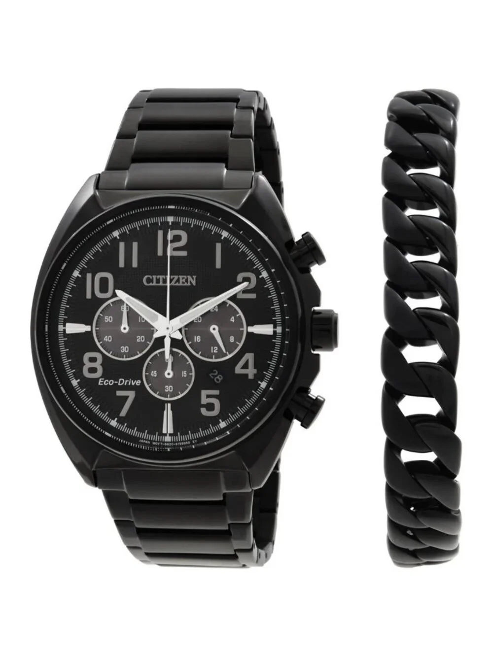 NWT Citizen Chronograph Black Dial Men's Watch and Bracelet Box Set